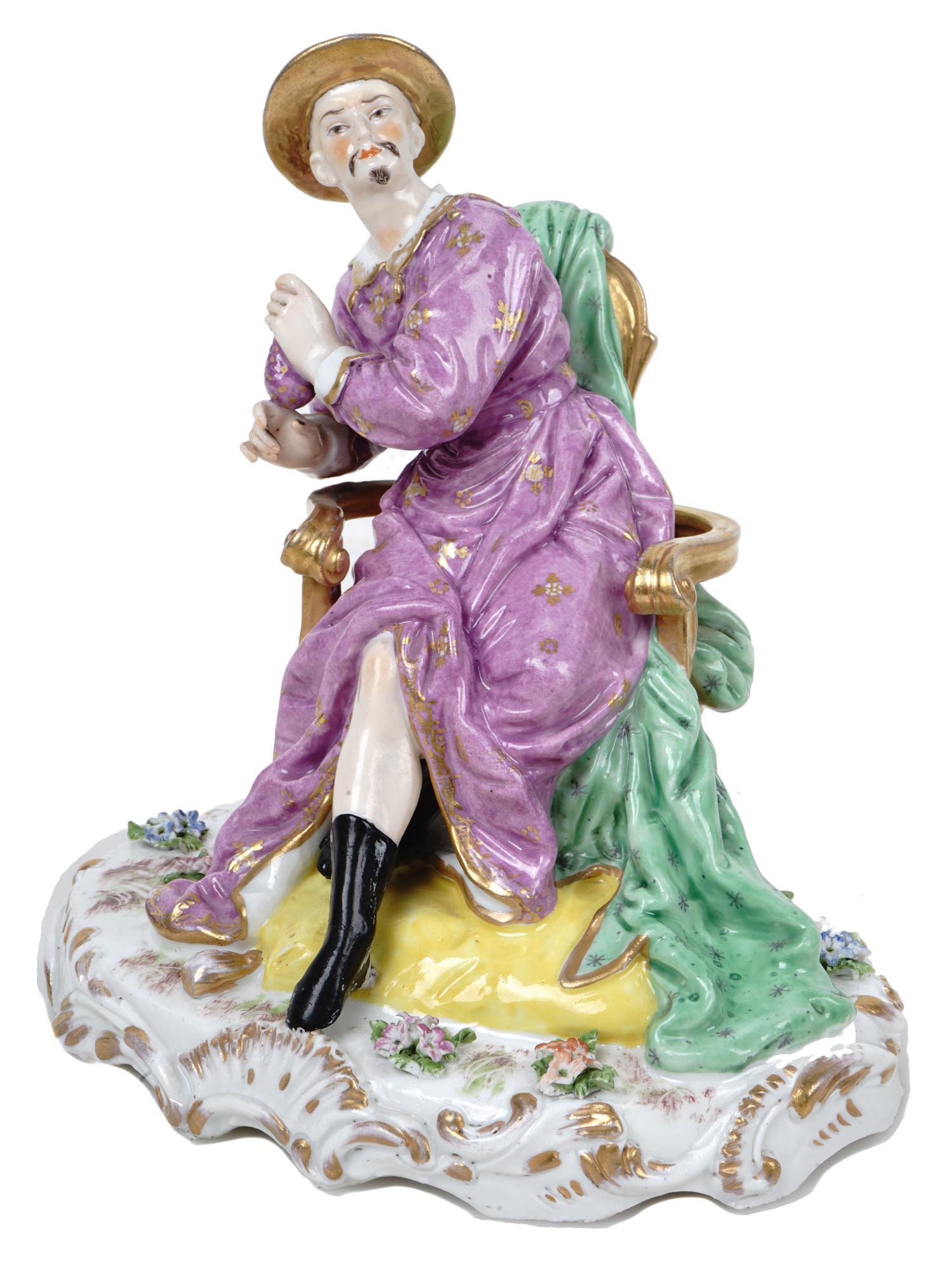 ANTIQUE MEISSEN PORCELAIN FUGIRINE OF MAN IN CROWN PIC-2